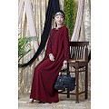 Embroidered abaya with Butterfly sleeves- Maroon